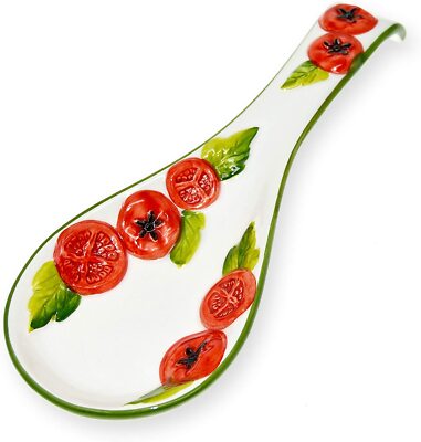 ital. Relief Keramik Löffelablage Tomate rot, Löffelhalter rustikal ca. 28cm