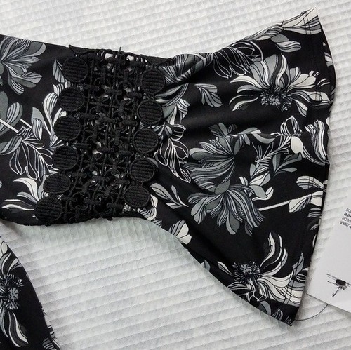 NY COLLECTION ABITO donna fit n svasato nero conoflower floreale taglia L nuovo - Foto 4 di 8