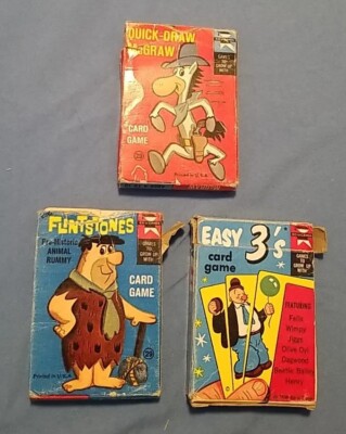 Vintage Ed-U-Card Games Lot Of 3 Flintstones, Easy 3's, & Quick Draw McGraw 