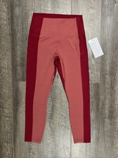Athleta Womens Medium Transcend Colorblock 7/8 Tight Leggings Berry Rose - NEW