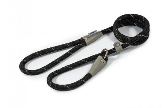 Rope Slip Lead - Black. Reflective Sliplead. Weatherproof Leather Fitting 3 Size - Изображение 3 из 4
