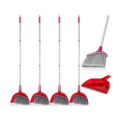 Meanplan 4 Pcs Angle Broom and Dustpan Combo Set for School Classroom 54'' Ou...