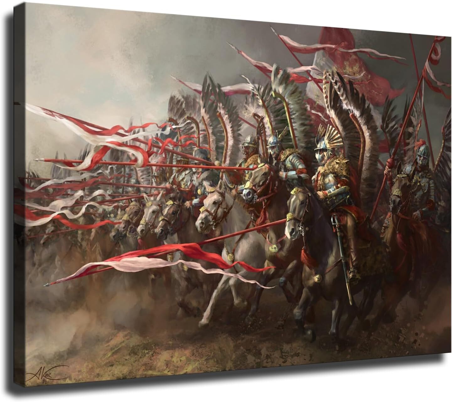 Winged Hussars Kingdom of Poland Cavalry Poster Canvas Print Wall Art Framed