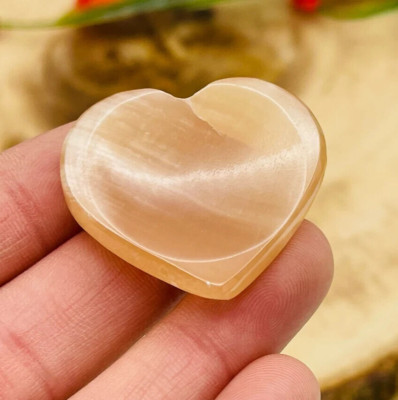 Caramel Honey Heart Shape Worry Stones, Thumb Stones, Calcite Massage Stones, 2''