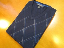 Banana Republic Extra Fine Merino Wool V-Neck Navy Mens Sweater Size S