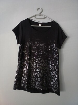 Soliver s. Oliver Q S leopard Leo print schwarz Silber Glänzend Glitzer M