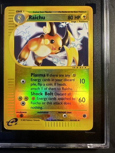 2002 Nintendo Pokémon Expedition 61 /165 SGC 5 EX Reverse Holographic Raichu - Picture 2 of 14