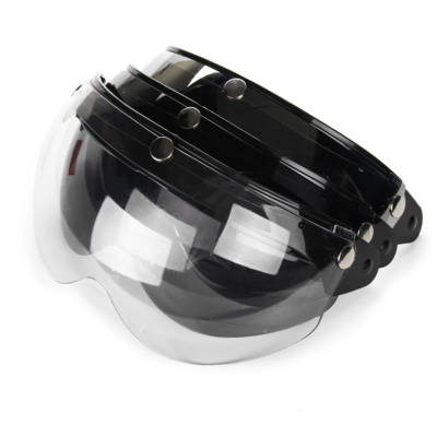 Motorcycle Half Helmet 3-Snap Flip Up Visor Face Wind Shield Goggles | eBay