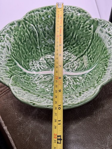 RARE Olfaire Green Cabbage Large Serving Salad Bowl Pottery Majolica 10” - Picture 4 of 9
