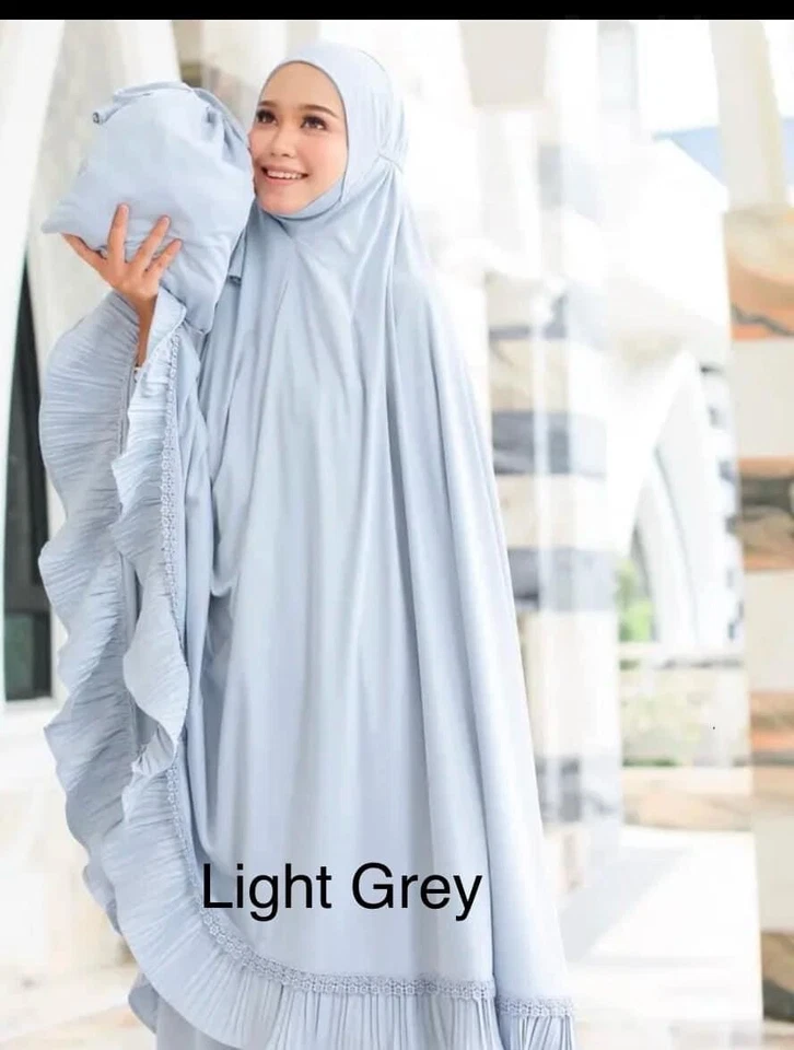 Muslim TELEKUNG Women Pray Shalat Clothes Mukena Khimar Long Hijab Set Skirt - Image 3 of 4