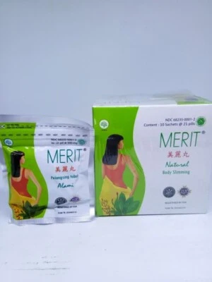 1 Box ( 210 pills ) Merit Natural Body Slimming 10 sachets X 21 pills