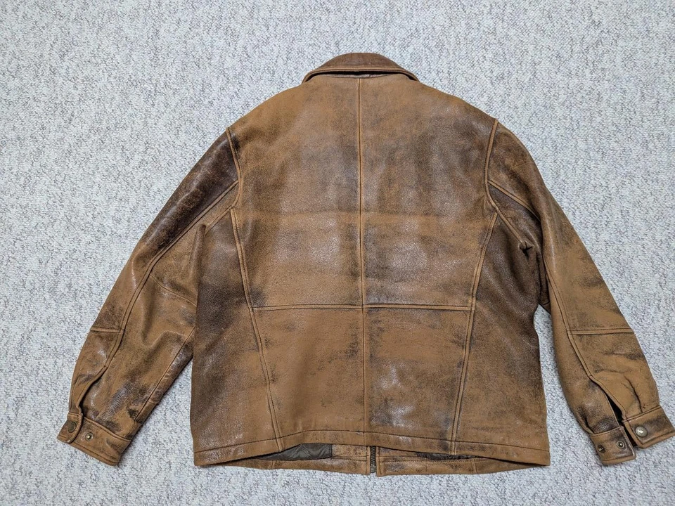 Chaqueta de cuero vintage años 90 XL pátina PIEL DE OVEJA motocicleta bombardero mad max 48 Foto 2 de 4
