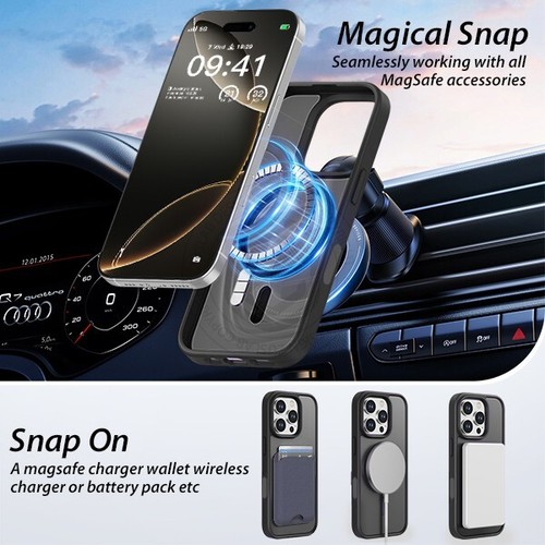 For iPhone 16e 16 15 14 13 12 Pro Max Plus Case Magnetic Matte Shockproof Cover - Picture 4 of 26