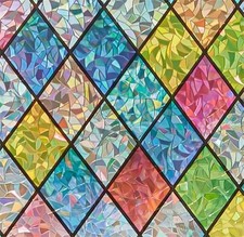Window Privacy Film Stained Glass, Static Cling Decorative Rainbow Window Cli...