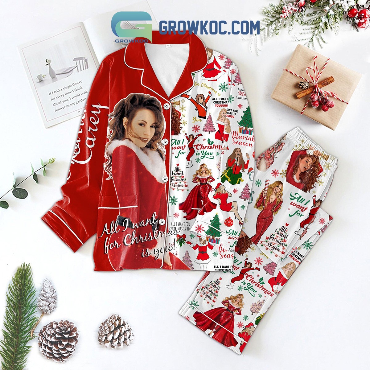 Mariah Carey Merry Christmas Holiday Pajama Set for Women