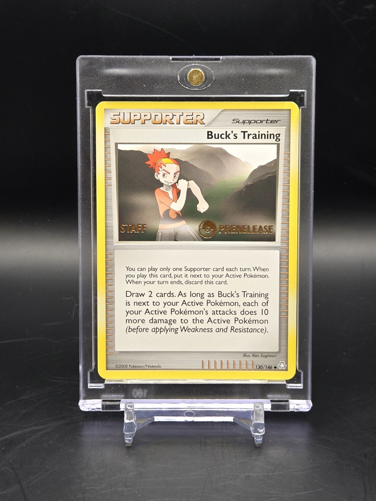 Pokemon Buck's Training 130/146 Legends Awakened Prerelease STAFF Promo LP