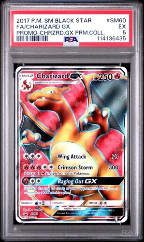 POKEMON BLACK STAR PROMO CHARIZARD GX SM60 FULL ART HOLO PSA 5 EX #114136435