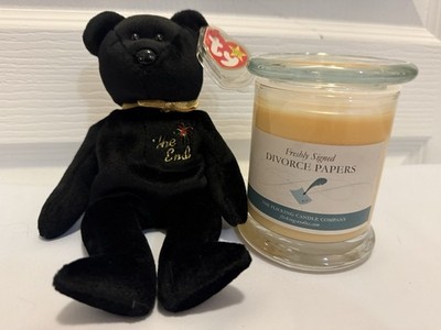 Divorce bundle gift- Ty Beanie Baby The End with Freshly Signed Divorce Candle