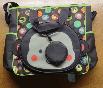 Baby Boom Monkey Travel Tote Nappy Bottle Diaper Bag w Pacifier Case, Change Pad