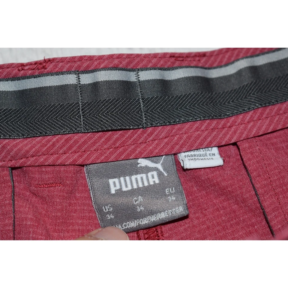Shorts de golfe Puma masculino tamanho 34 desempenho poliéster listrado rosa frente plana - Imagem 4 de 4