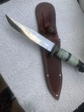VINTAGE USA KINFOLKS WESKE KNIVES FIXED BLADE HUNTING KNIFE & CASE SHEATH SET