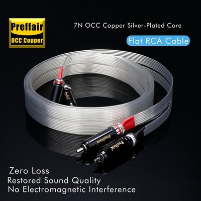 8N OCC Reines Kupfer mit Versilbert Flach RCA Cable HiFi Audio RCA Cinch Kabel