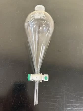 Chemglass 500mL Glass Squibb Separatory Funnel #27 Stpr 4mm PTFE Stpk CG174205 B