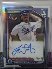Justin Wrobleski 2024 Bowman Chrome #CPA-JWR Refractor On Card Auto 1st 171/499