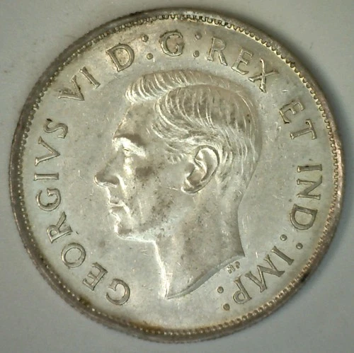 1941 Canada Silver 50 Cents Coin AU 50c Canadian Half Dollar Almost Uncirculated