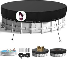18Ft Round Pool Cover,Heavy Duty Waterproof Round Pool Covers for Above Ground P