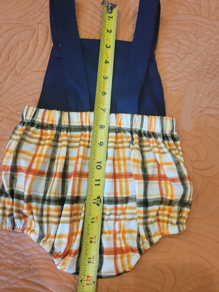 PUMPKIN 贴花泡泡海军蓝橙色格子男孩 PUMPKIN 贴片完美 12/18 Mo 18 — 第 4/4 张图片