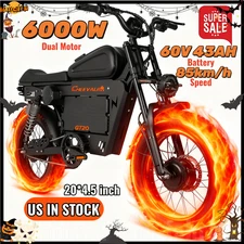 6000W CHEEVALRY GT20 20inch Fat Tire Electric Motorbike Off Road 60V 43AH Adults
