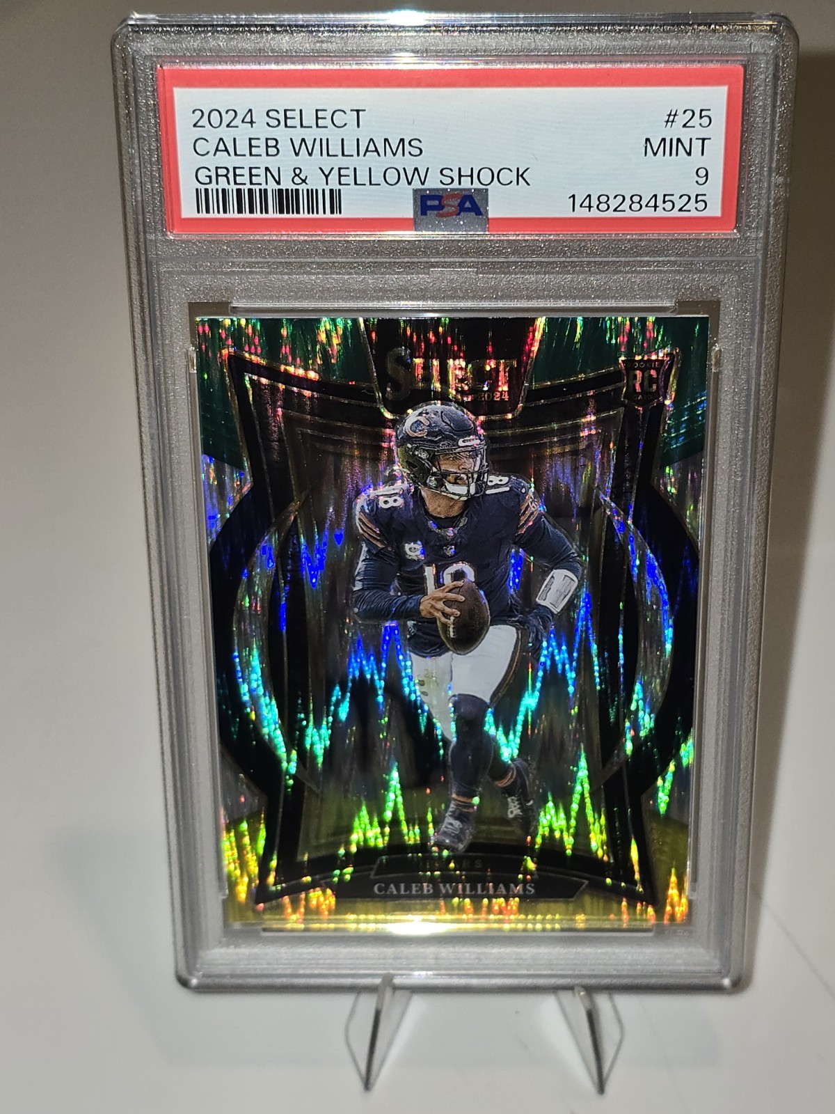 2024 Panini Select Caleb Williams Grren/Yellow Silver Shockwave Rc #25 Psa 🌱🔥