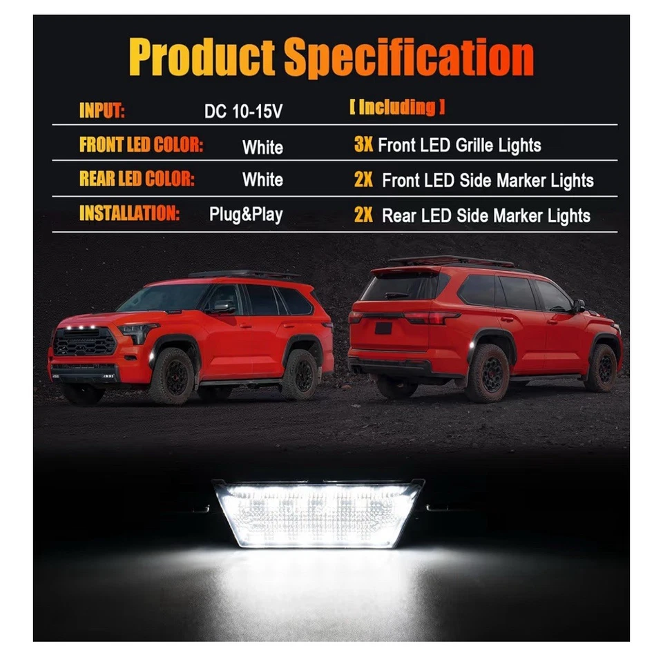 Led Grille Lights 丰田苔原限量版 SR5 2022 - 24 前侧标记灯 — 第 3/4 张图片