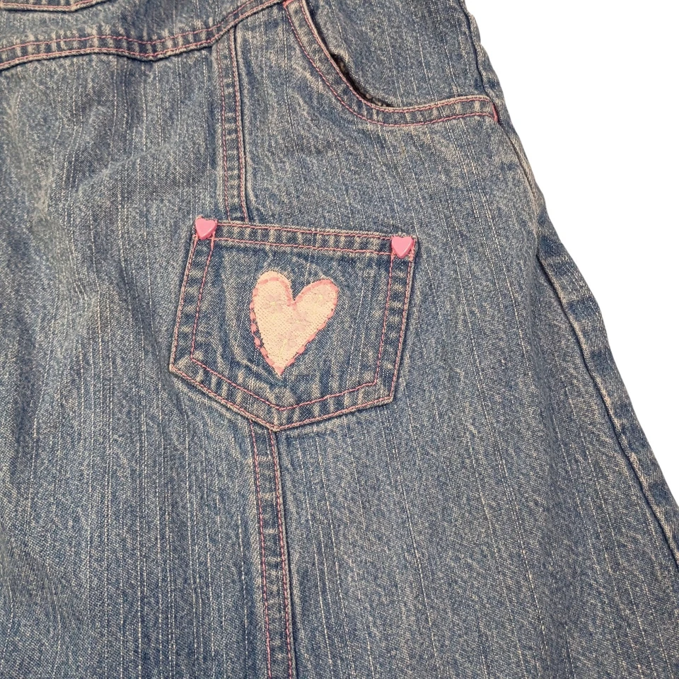 VTG Just Friends Toddler Girl's Denim Jumper 4T Hearts Pockets 90s Girlhoodcore - Image 4 of 4