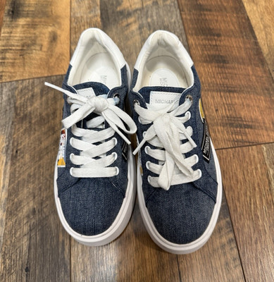 Michael Kors Mickey Mouse Denim Low Top Platform Lace-Up Sneakers Blue/White