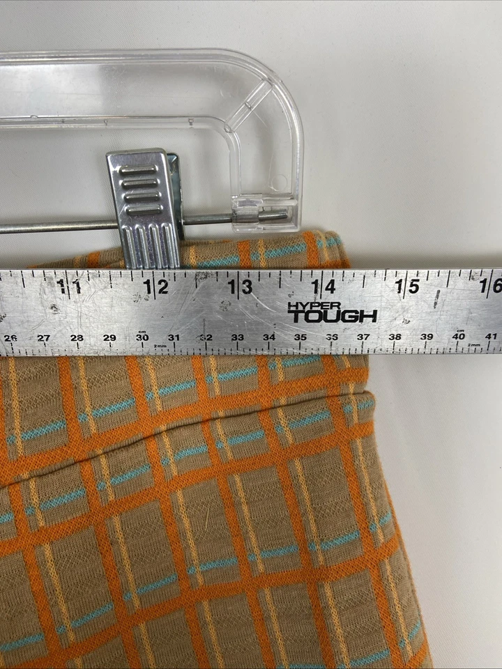 Винтажные оранжевые и неоновые бирюзовые брюки в клетку широкие штанины брюки размер женский 28 70-е - Изображение 4 из 4