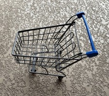 Mini Metal Toy Grocery Shopping Cart (Blue) - 10”H X 10”L X 5.25”W