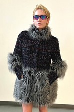 Chanel - Authentic Runway Tweed Faux Fur Coat 42F - 2010 - Karl Lagerfeld - MINT