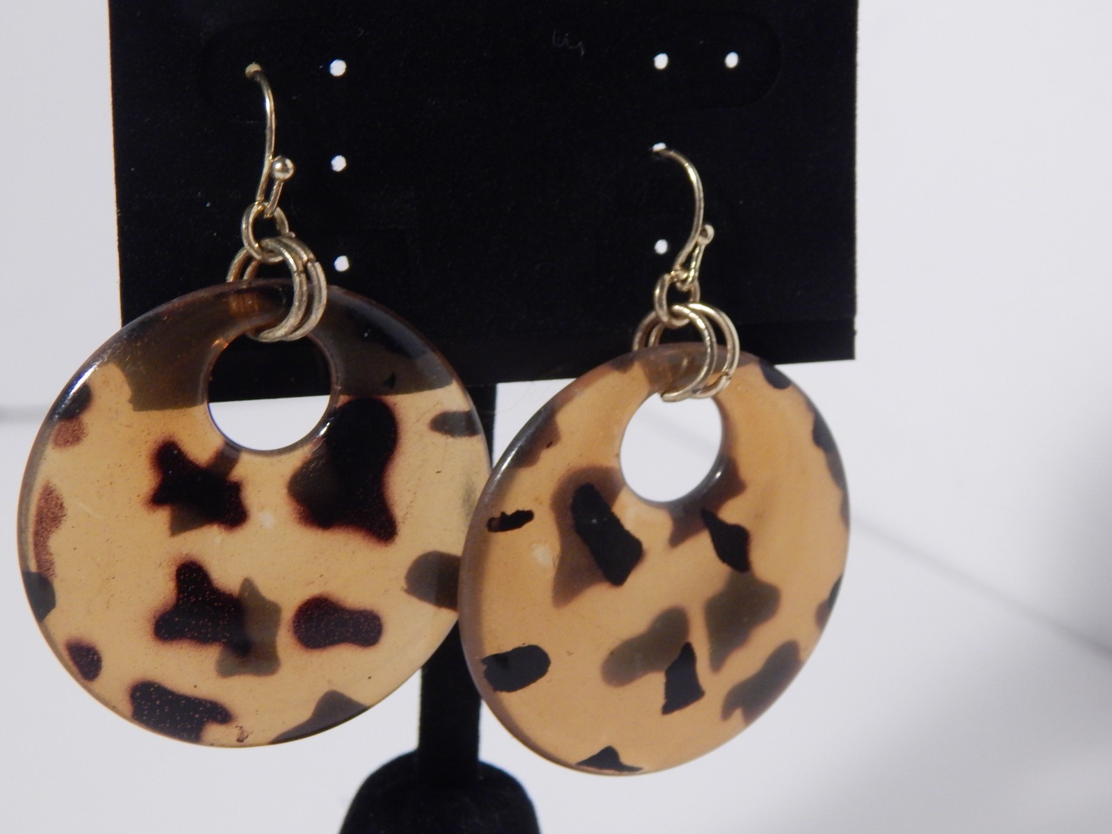 Brown Acrylic Leopard Tortoise Shell Pattern Open… - image 2