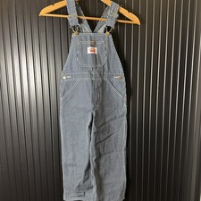 VTG Round House Railroad Stripe Bib Overalls Dungarees Boys 5 Blue USA Farm