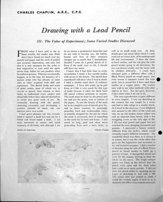 Alte Zeichnung Blei Bleistift Studien Gravur Maulwurf Charles Chaplin um 1952 20.