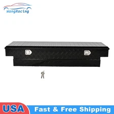 69.88" 70" Black Aluminum Pickup Truck Bed Tool Box Trailer Storage w/ Lock