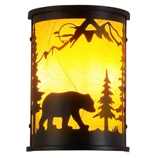 Rustic Bear Wall Sconces Farmhouse Indoor Wall Light Fixtures E12 Base Modern In