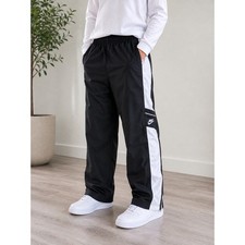Nike Vintage Y2K Kids L 14-16 Lined Windbreaker Track Pants Black White Zip
