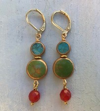  118 Sundance charm handmade gold edge earrings Artisan Jewelry