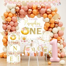 Little Pumpkin 1st Birthday Party Decorations Autumn Fall Thanksgiving Decor