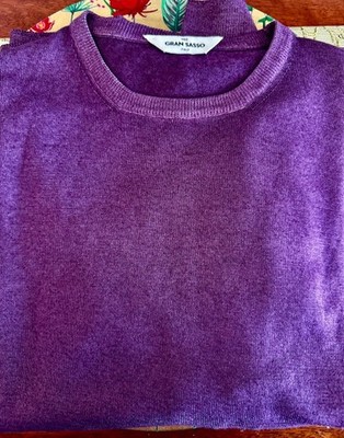 GRAN SASSO  Italy Crew Neck 100% Virgin Wool Mens Sweater Purple,SZ 50 Excellent