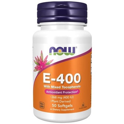 NOW FOODS, VITAMIN E-400 400IU Mixed Tocopherols 50 Weichkapseln SUPER PREIS