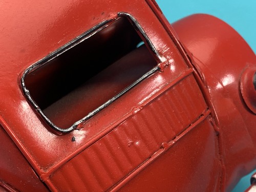 Vintage Metal Tin Model VW Beetle Car RARE in Red 26cm  - Foto 2 di 10